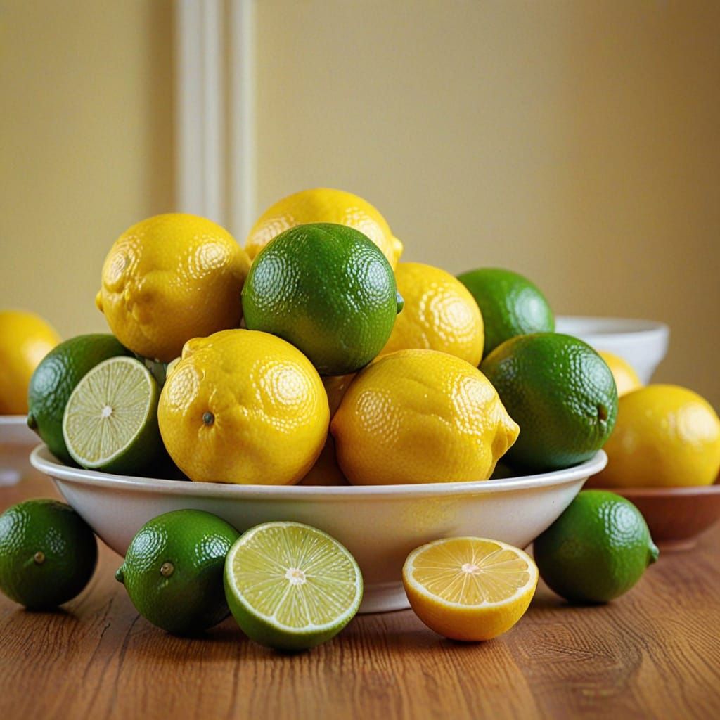 Vibrant Citrus Still Life in Pop Art Style