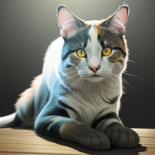 Hyperrealistic Calico Cat in Anime Style
