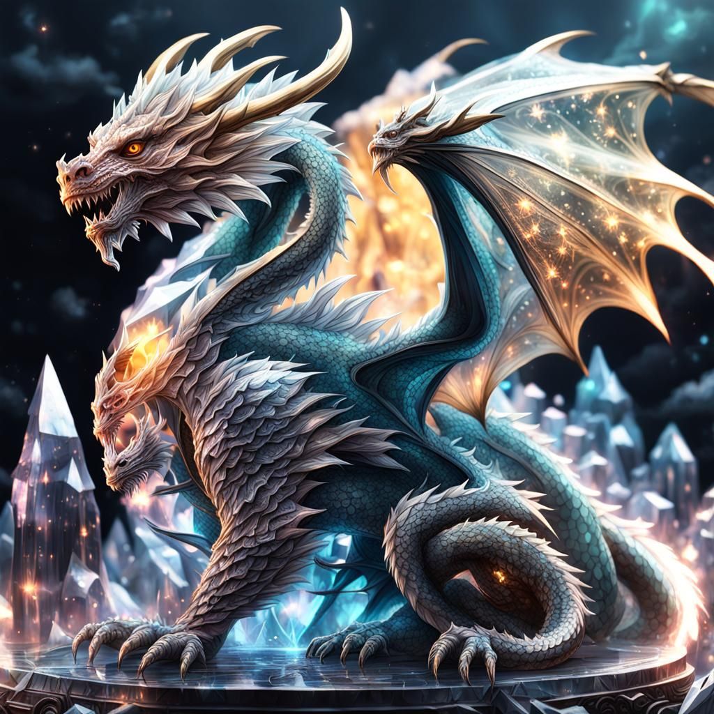 Transparent Crystal Dragon: Epic Digital Rendering