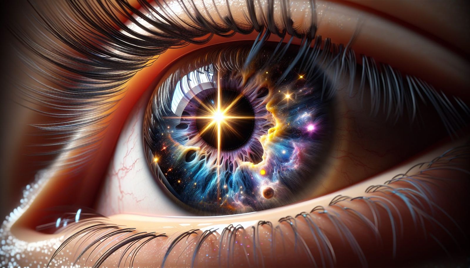 Cosmic Eye with Vibrant Starburst Iris
