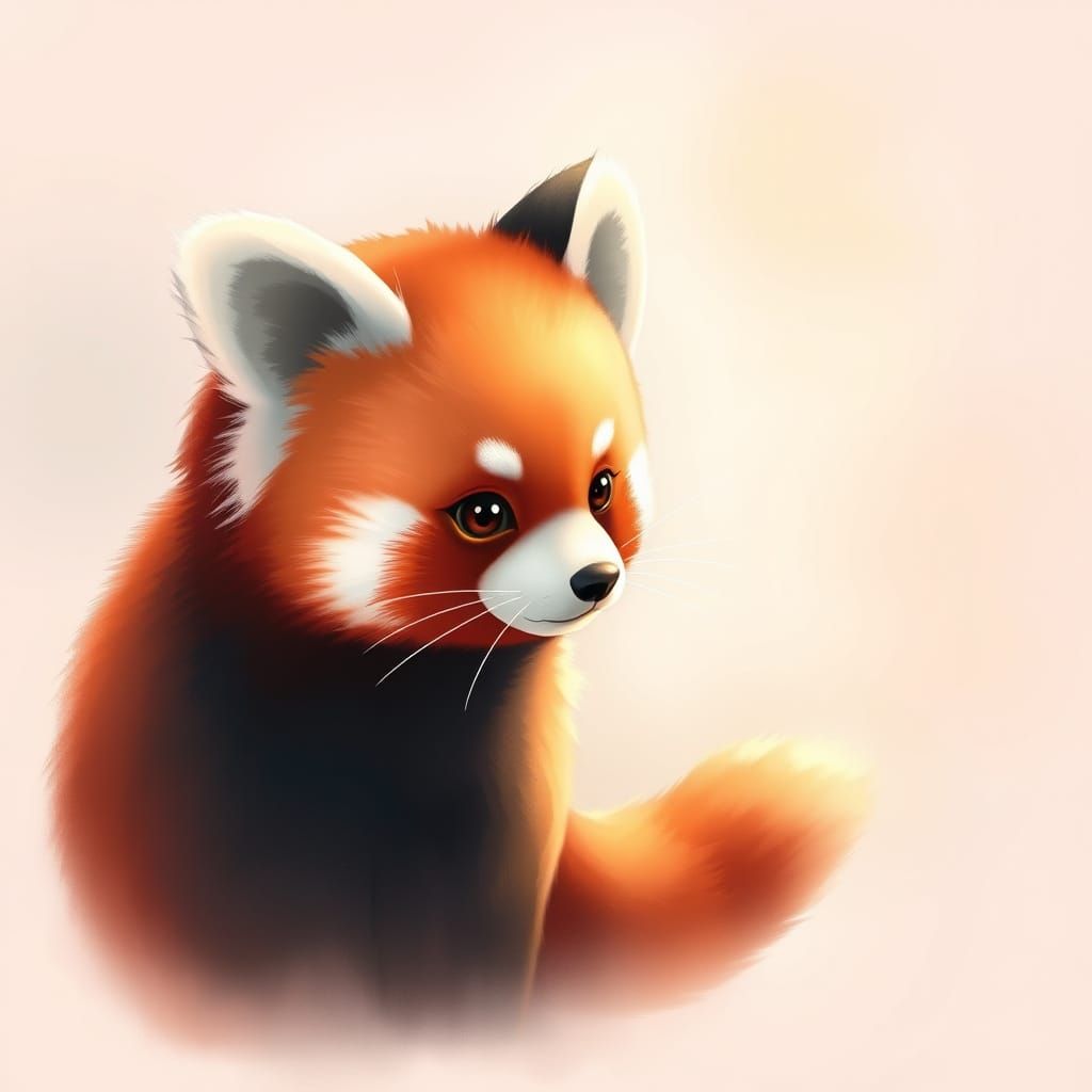 Whimsical Red Panda in Dreamy Pastel Tones