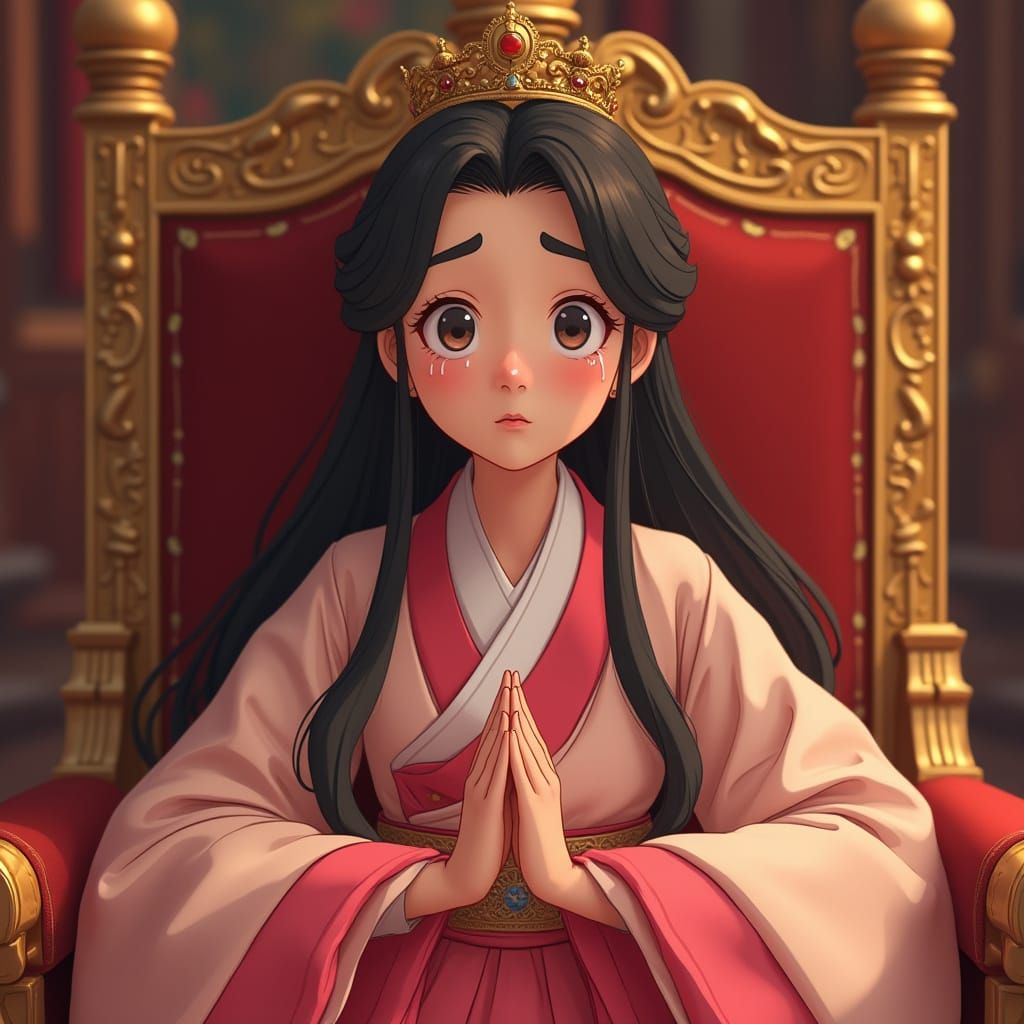 Regal Princess in Whimsical Hanbok, Inspired by Disney and H...