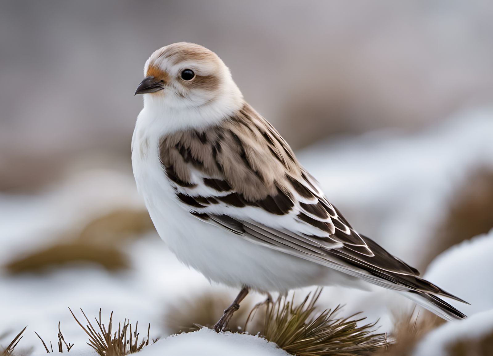 Snow Bunting Portrait in Natural Light