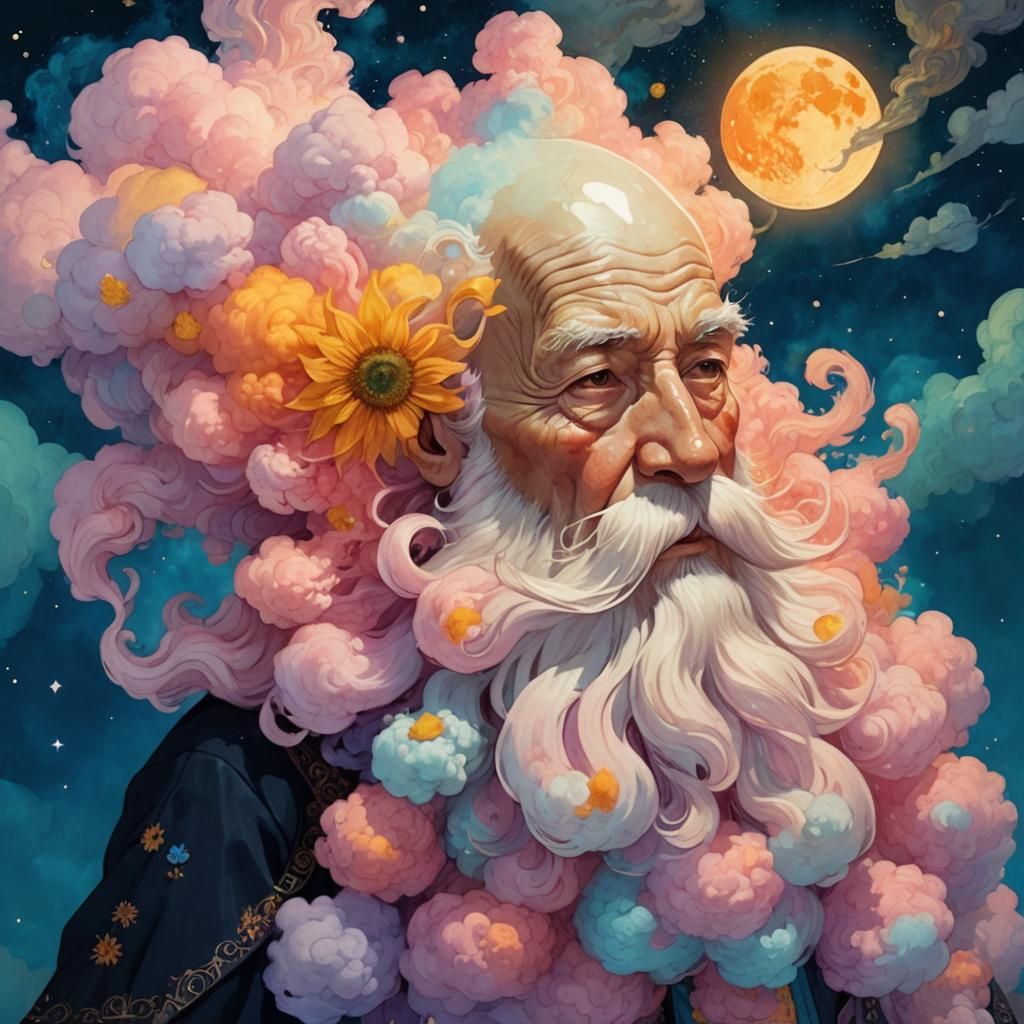 Whimsical Wizard with Cotton Candy Beard