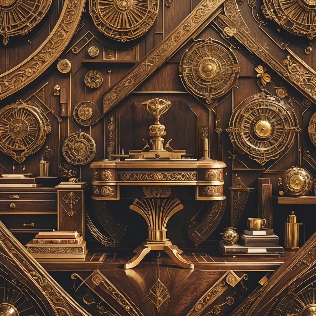 Ornate Art Deco Desk with Gilded Details