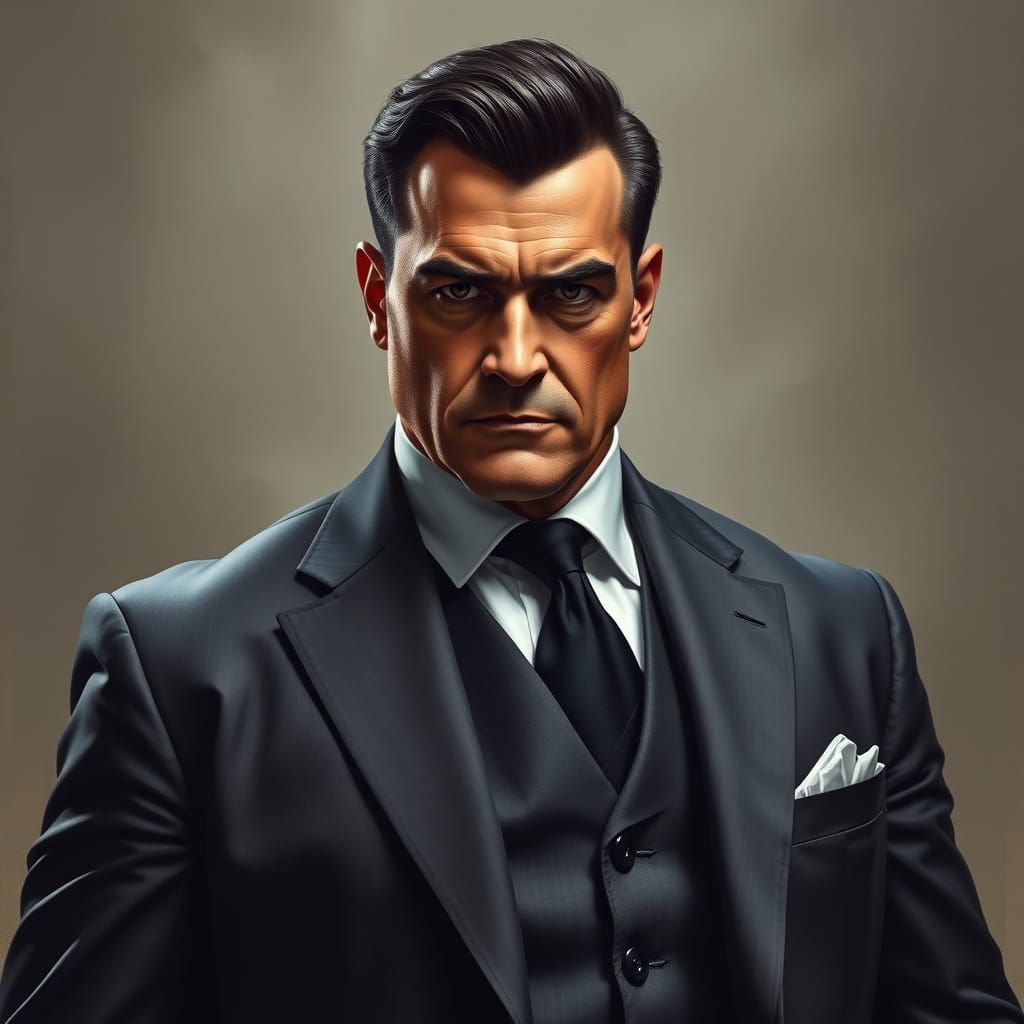 Confident Leader in Charcoal Grey Suit