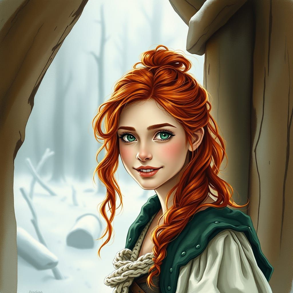 Norse Girl in Vibrant Comic Style