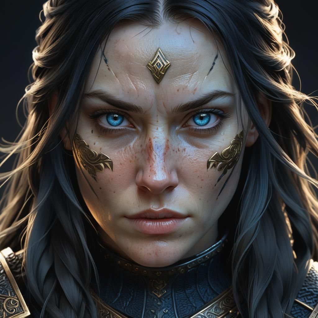 Confident Viking Warrior Woman in Photorealistic Portrait