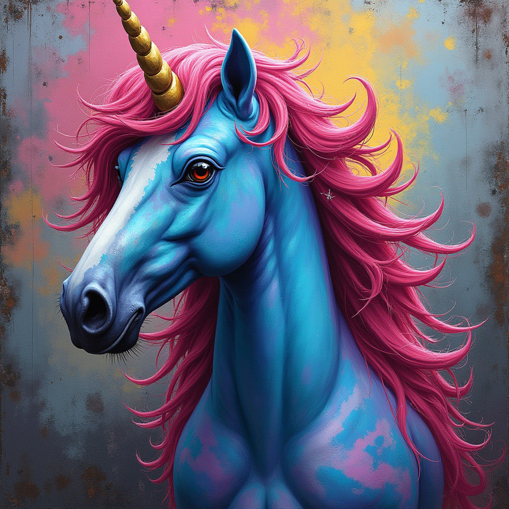 Scottish Flag Unicorn in Urban Street Art Style