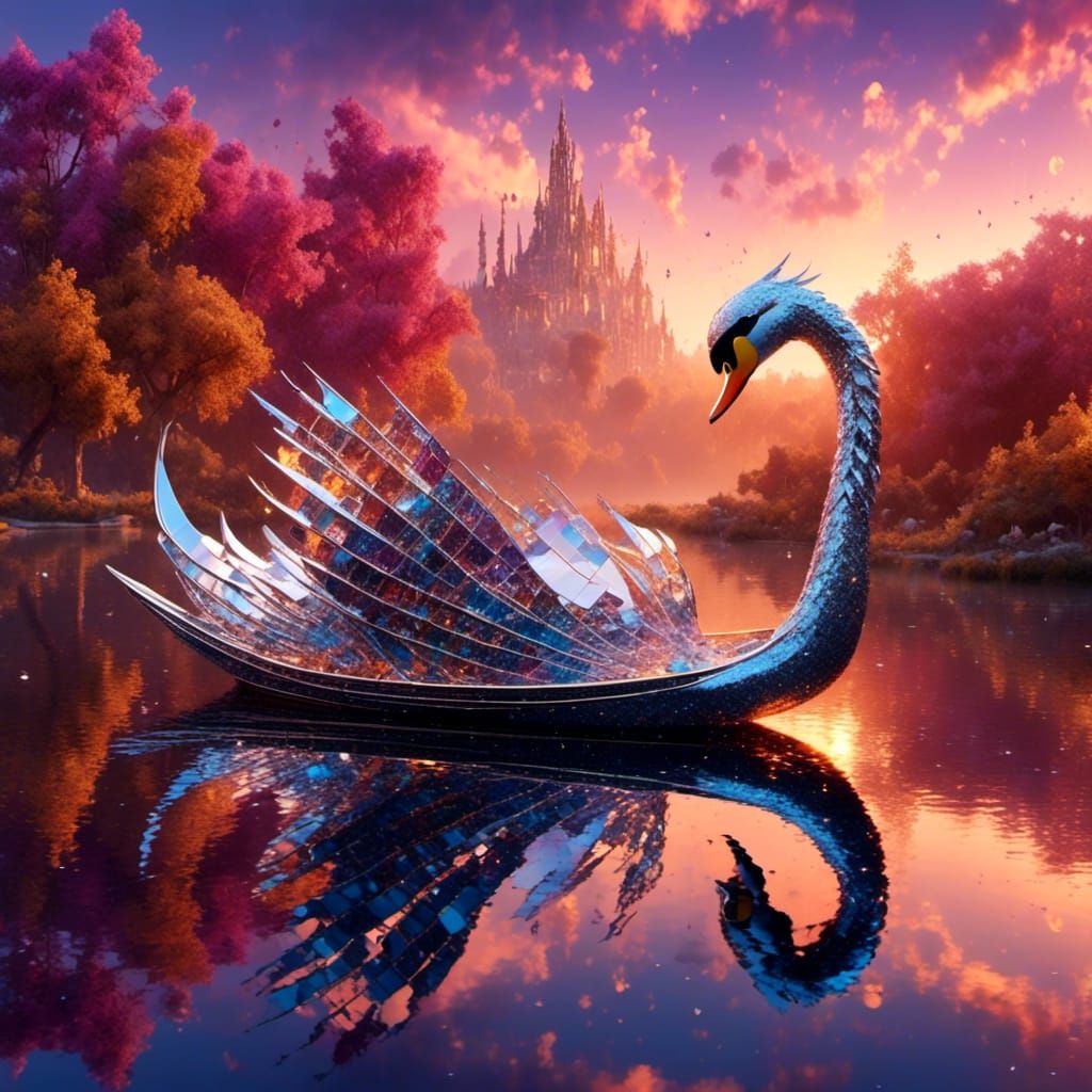 Crystal Swan at Dusk.