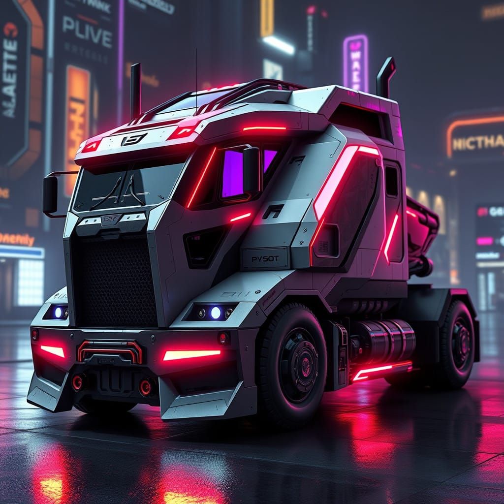 Futuristic High-Tech Vehicle Design in Cyberpunk Aesthetic
