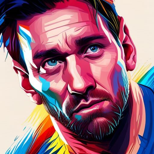 Hyperrealistic Portrait of Lionel Messi in Splash Art Style