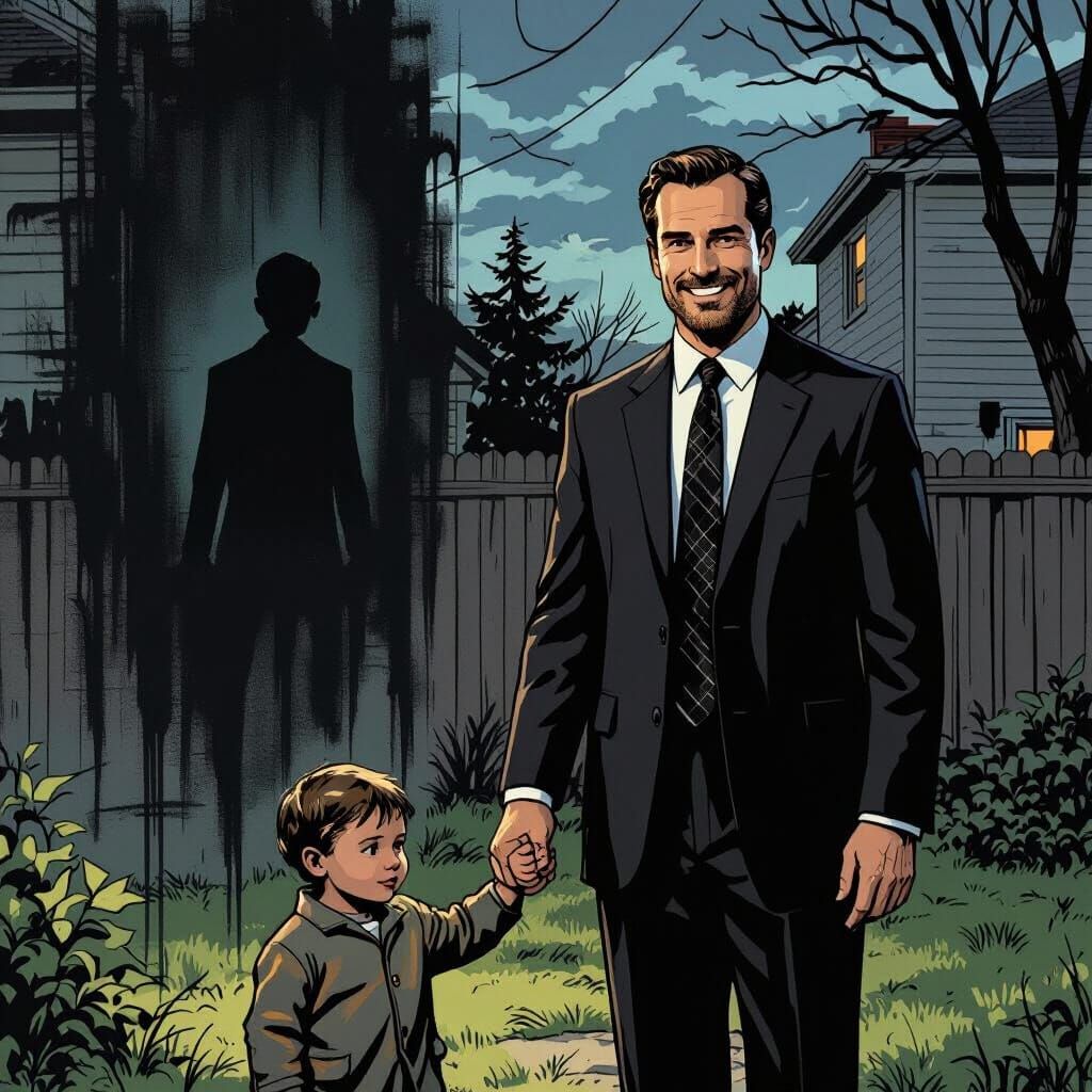 Suited Man's Double Life in Noir Style