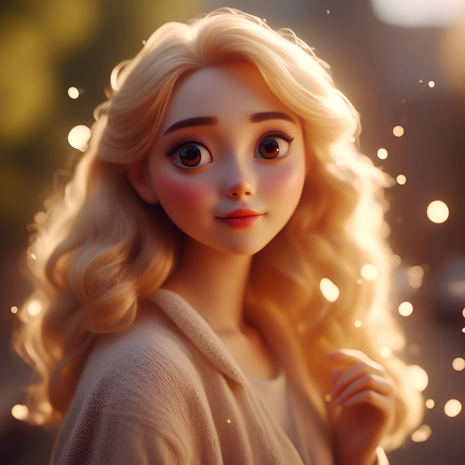 Flirty Blonde Woman Portrait on Sunny Day