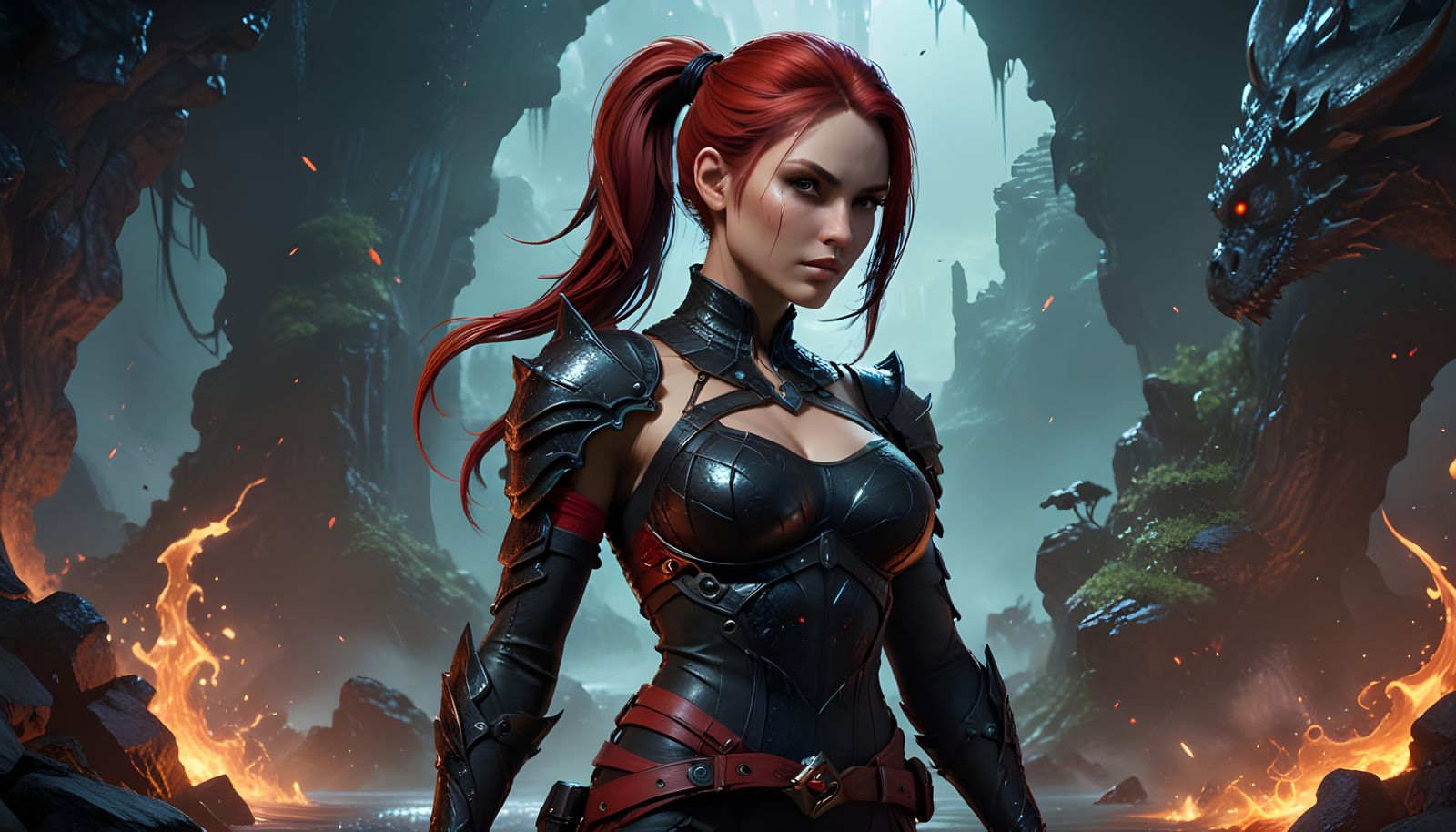 Sensual Fantasy Warrior in Confident Combat Pose