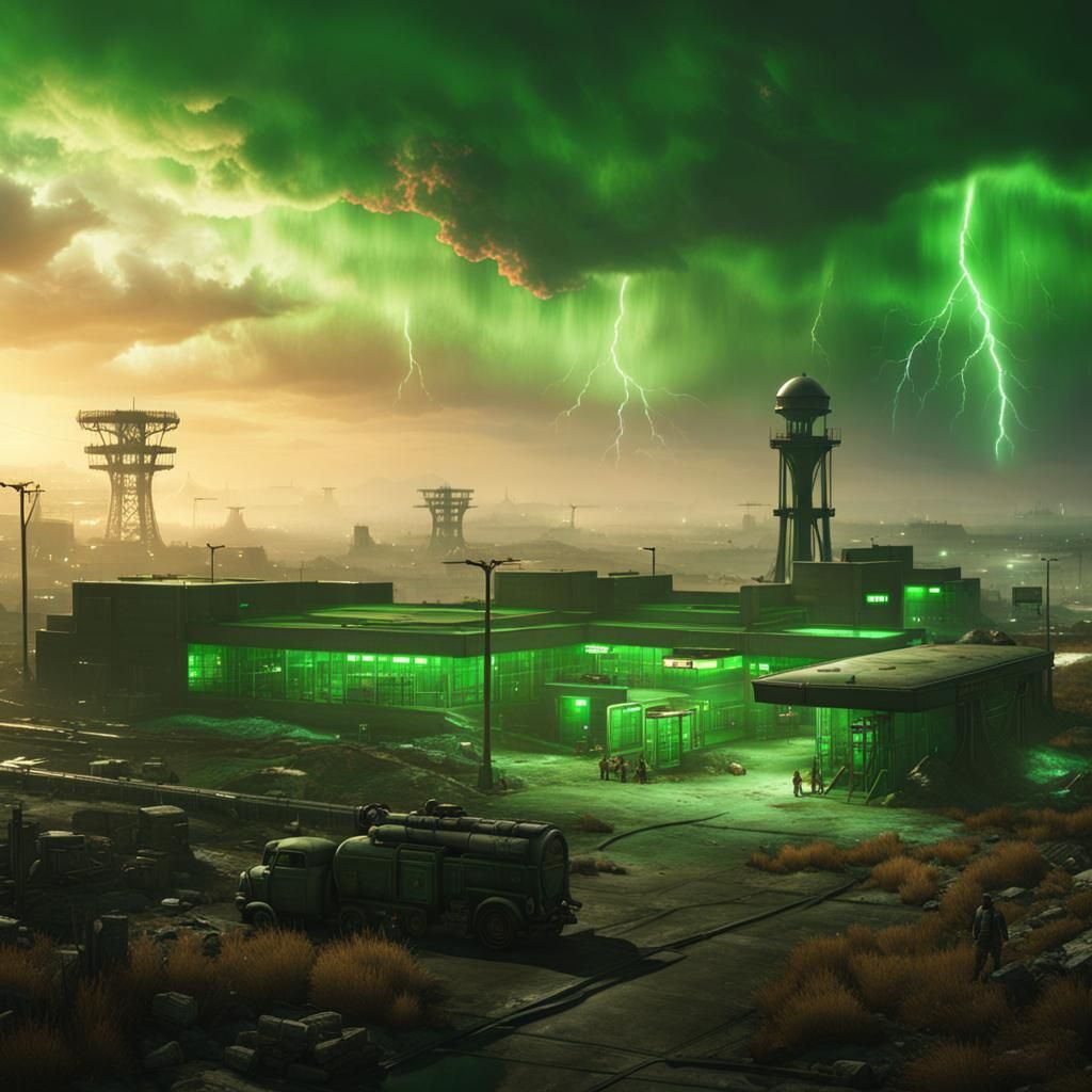 Wasteland Airport with Green Storm