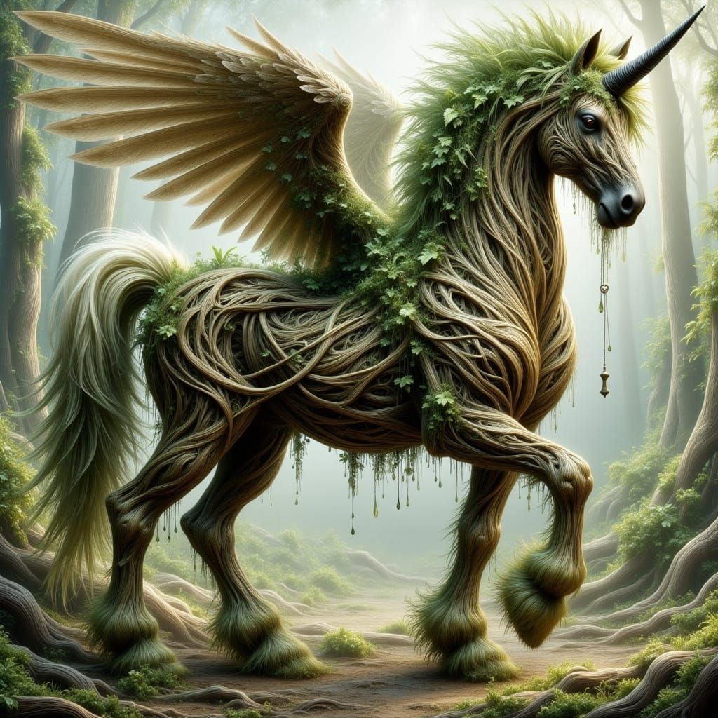 Ethereal Magic Clydesdale Stallion with Wood-Grained Body an...