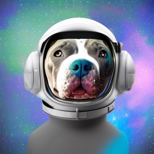 Astronaut Pit Bull: Cosmic Illustration