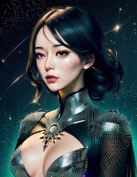 Creative Portrait with Shiny Aura and Constellations