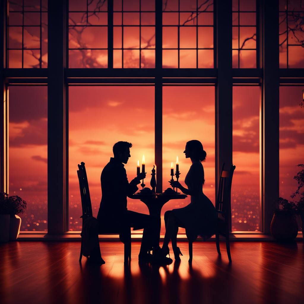 Romantic Candlelit Dinner in Penthouse Silhouette