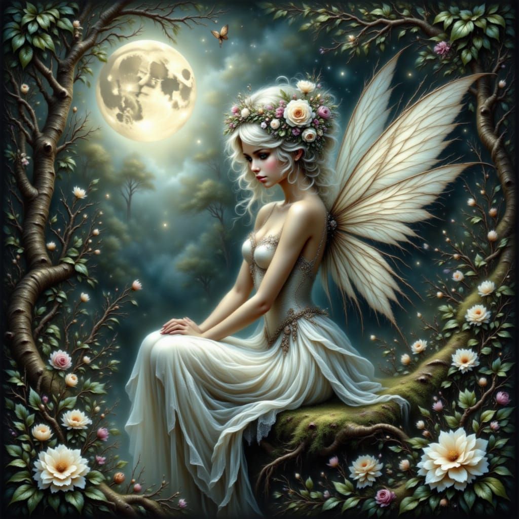 Ethereal Fairy Queen in Moonlit Glade