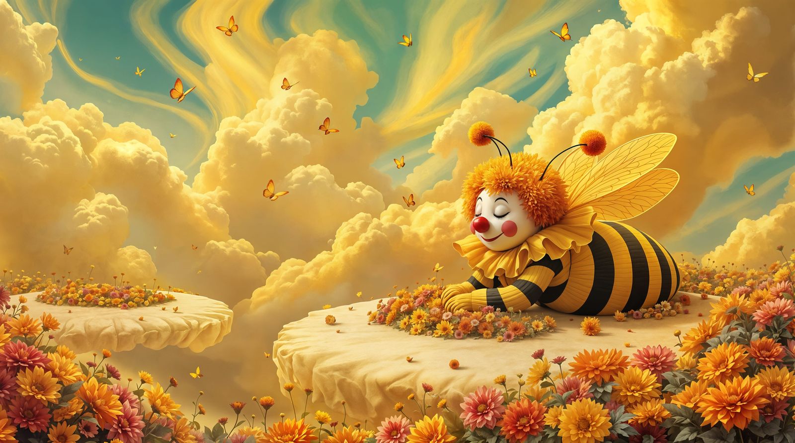 Whimsical Fantasy Skygarden at Sunset