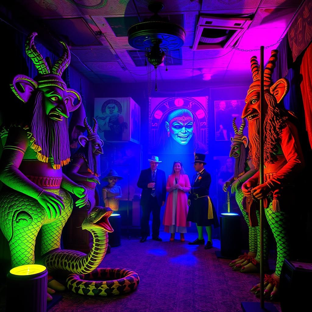 Creepy Underground Ceremony with Pagan Idols