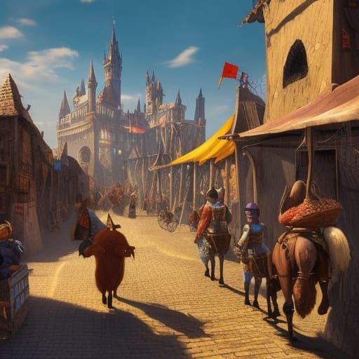 Medieval Market: Knights, Peasants, and Open Vendors