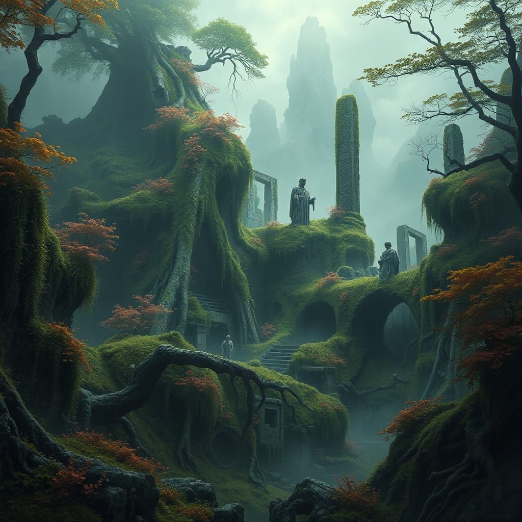 Ancient Giant Ruins in a Matte Painting Style