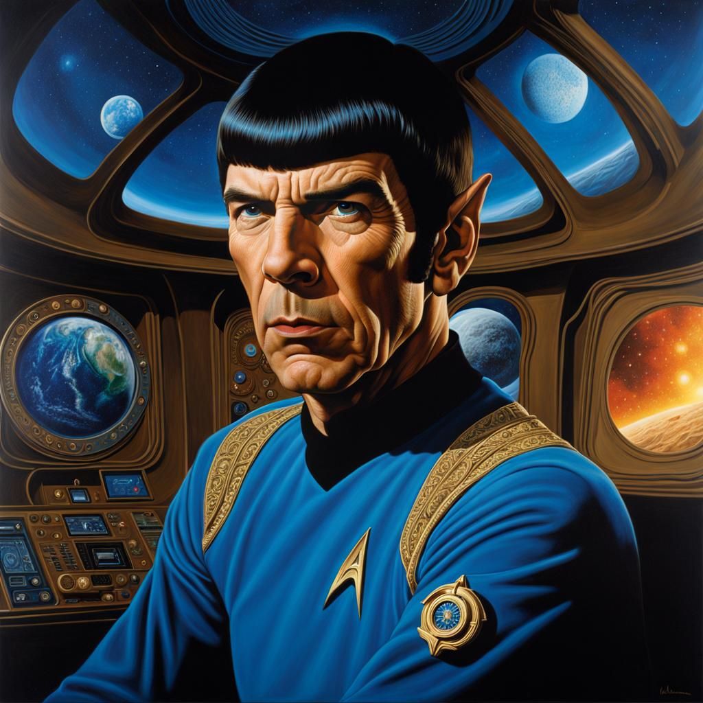 Intense Portrait of Spock in the Enterprise