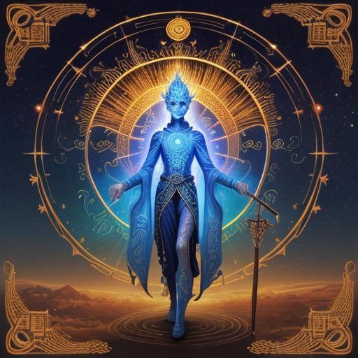 Magic Walking Stick with Celestial Symbols