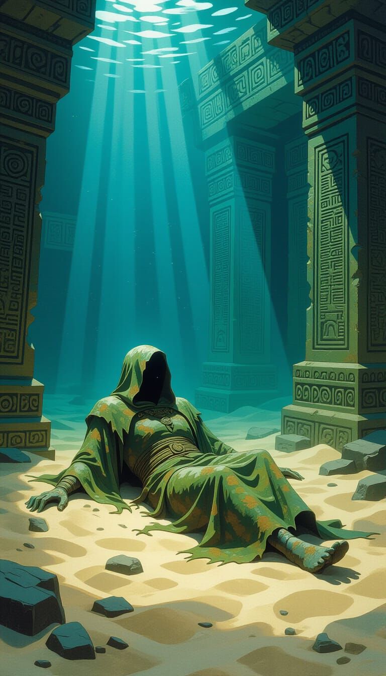 Sunken Temple Artifact Illuminated by Ethereal Light