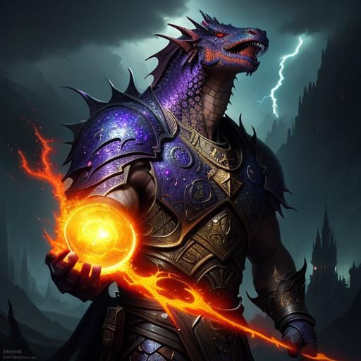 Dragon Wrapped Around Magical Artifact in Storm