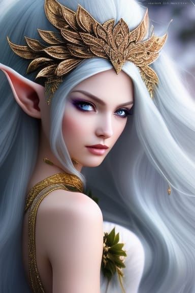 Beautiful Flower Elf Portrait in Hyperrealistic Style