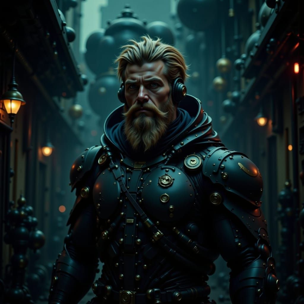 Underwater Submarine Captain in Biomechanical Style