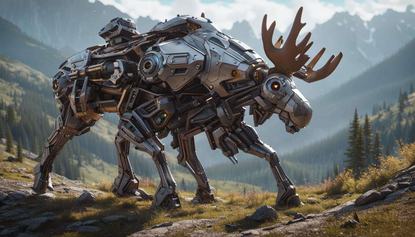 Gigantic Moose Mecha Protecting its Land