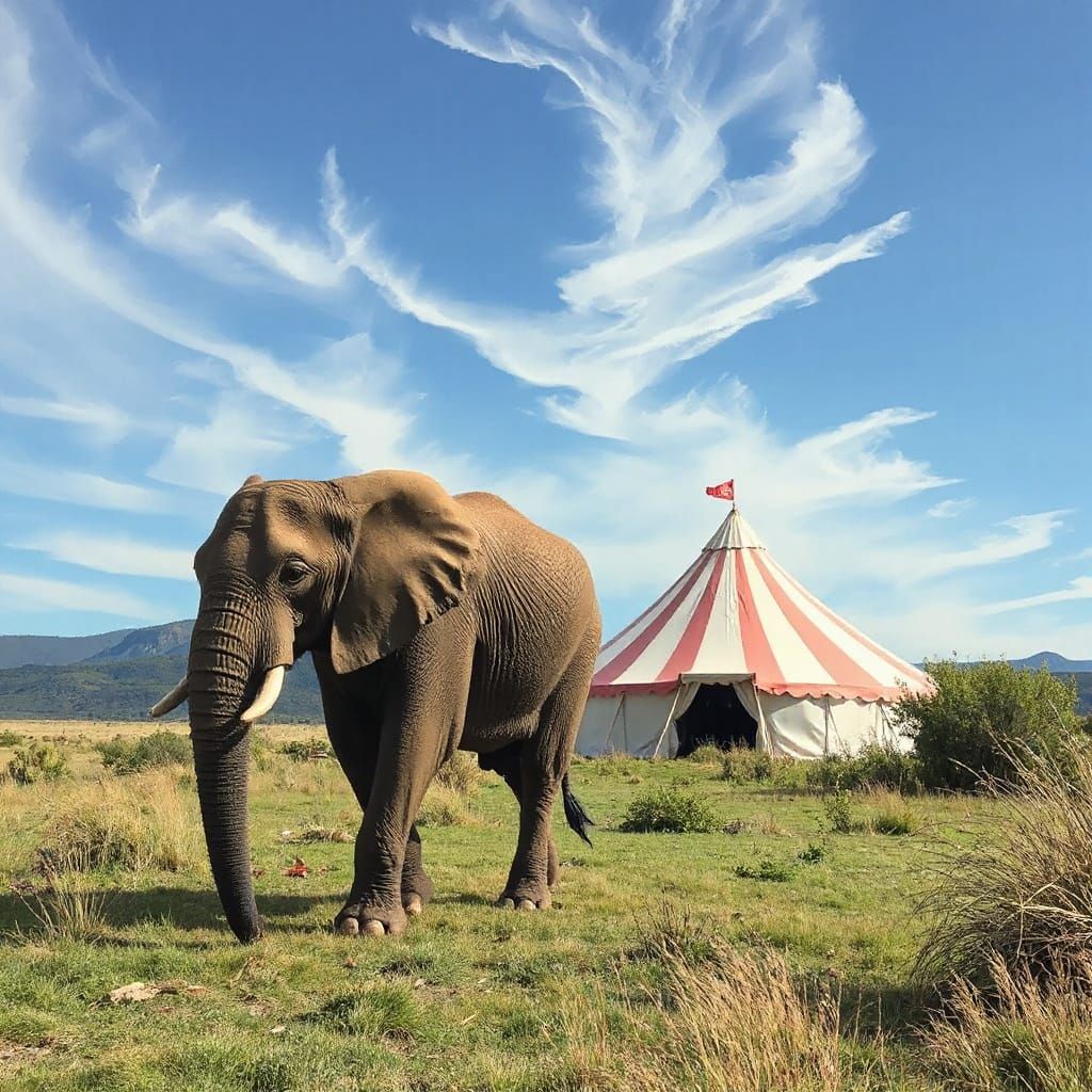 Elephant Walks Into Wilderness From Circus