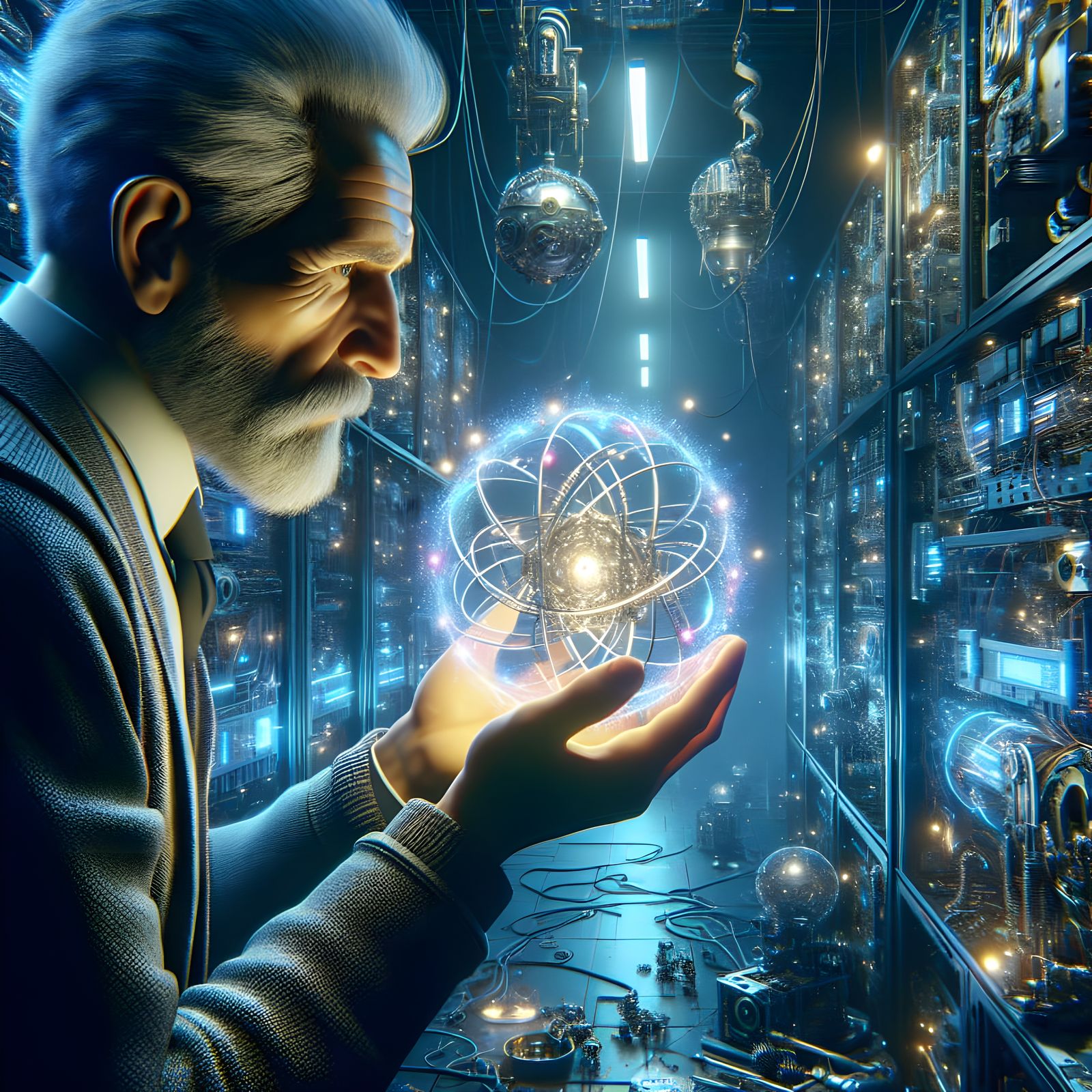 Cyberpunk Scientist's Room in Hyperrealistic Detail