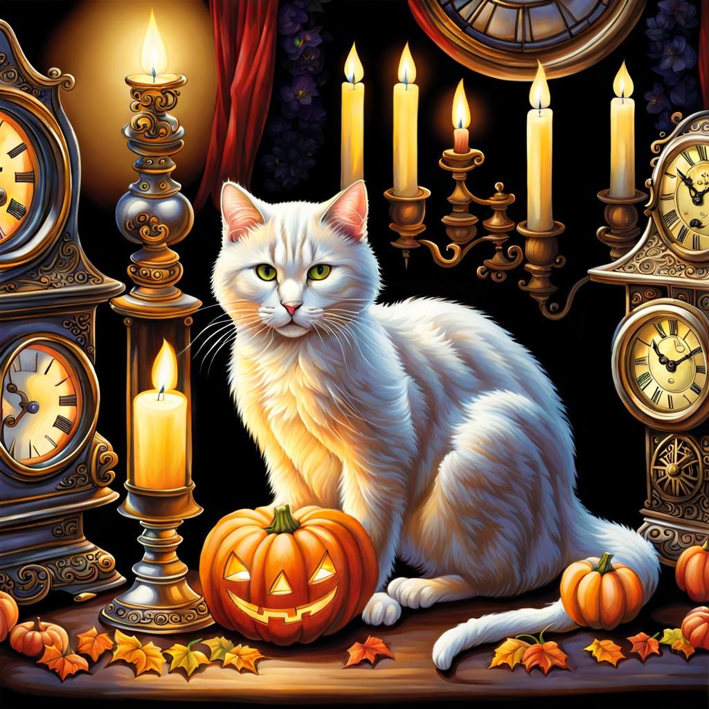 Halloween Hidden Object Scene in Janet Fish Style