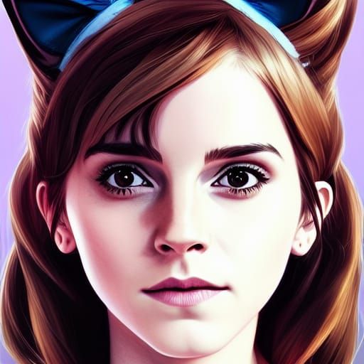 Emma Watson as Cat Girl Portrait