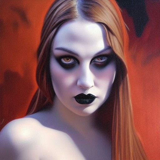 Goth Girl Portrait in Oil Painting Style