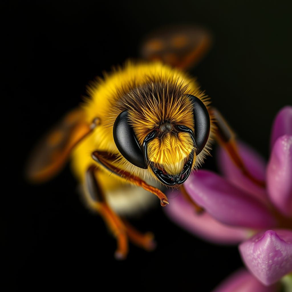 Hyperrealistic Bee in Warm Golden Light, Inspired by Renaiss...