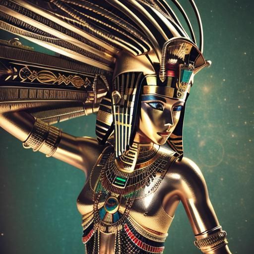 Tutankhamun Portrait in Tarot Card Style