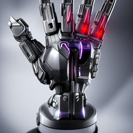 Terminator T-1000 Cybernetic Hand in Cyberpunk Style