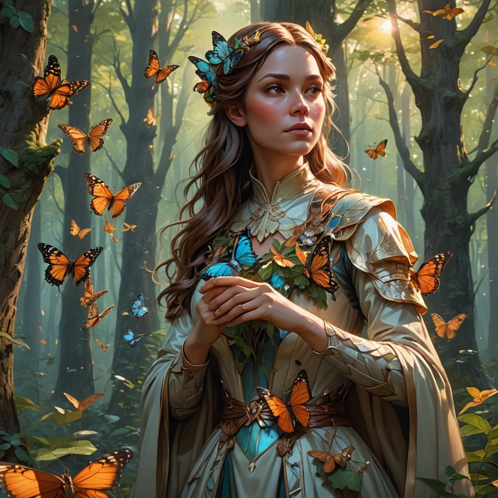 Mother Nature Portrait with Animals in Forest