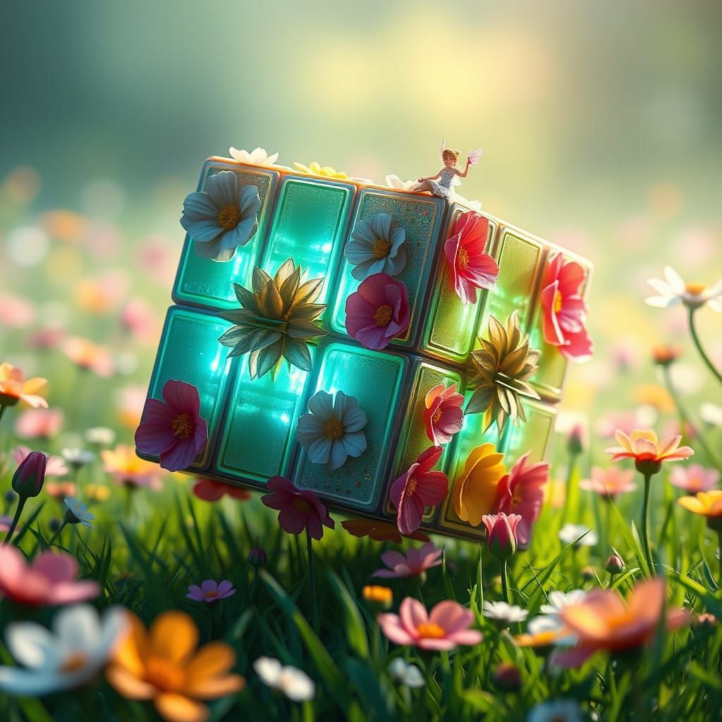 Floating Floral Marvel in a Vibrant Meadow