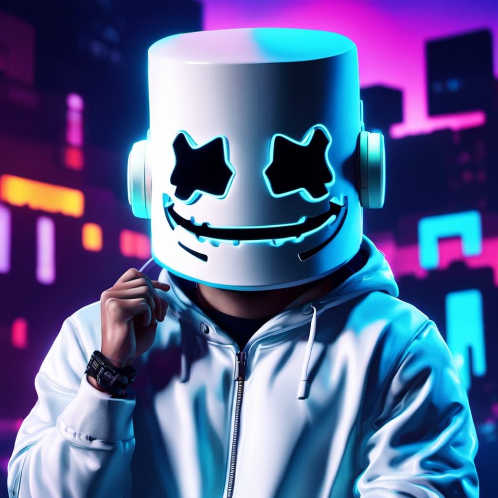 Marshmello Portrait in Graffiti Art Style