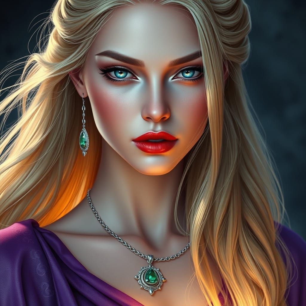 Ethereal Goddess with Blended Eyeshadow and Emerald Jewelry