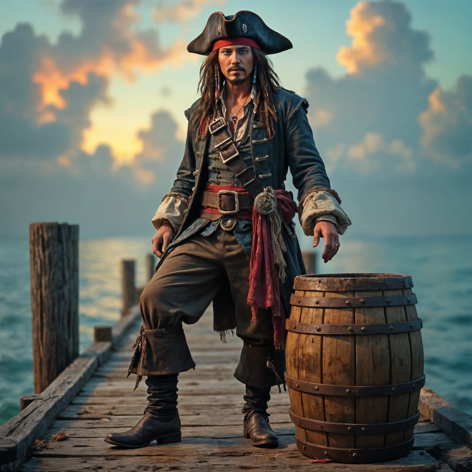 Captain Jack Sparrow: Hyperrealistic Pier Portrait