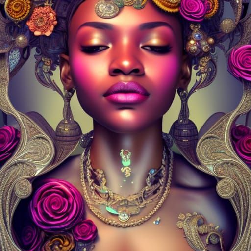 Detailed Portrait of a Woman in Maximalist Collage Style